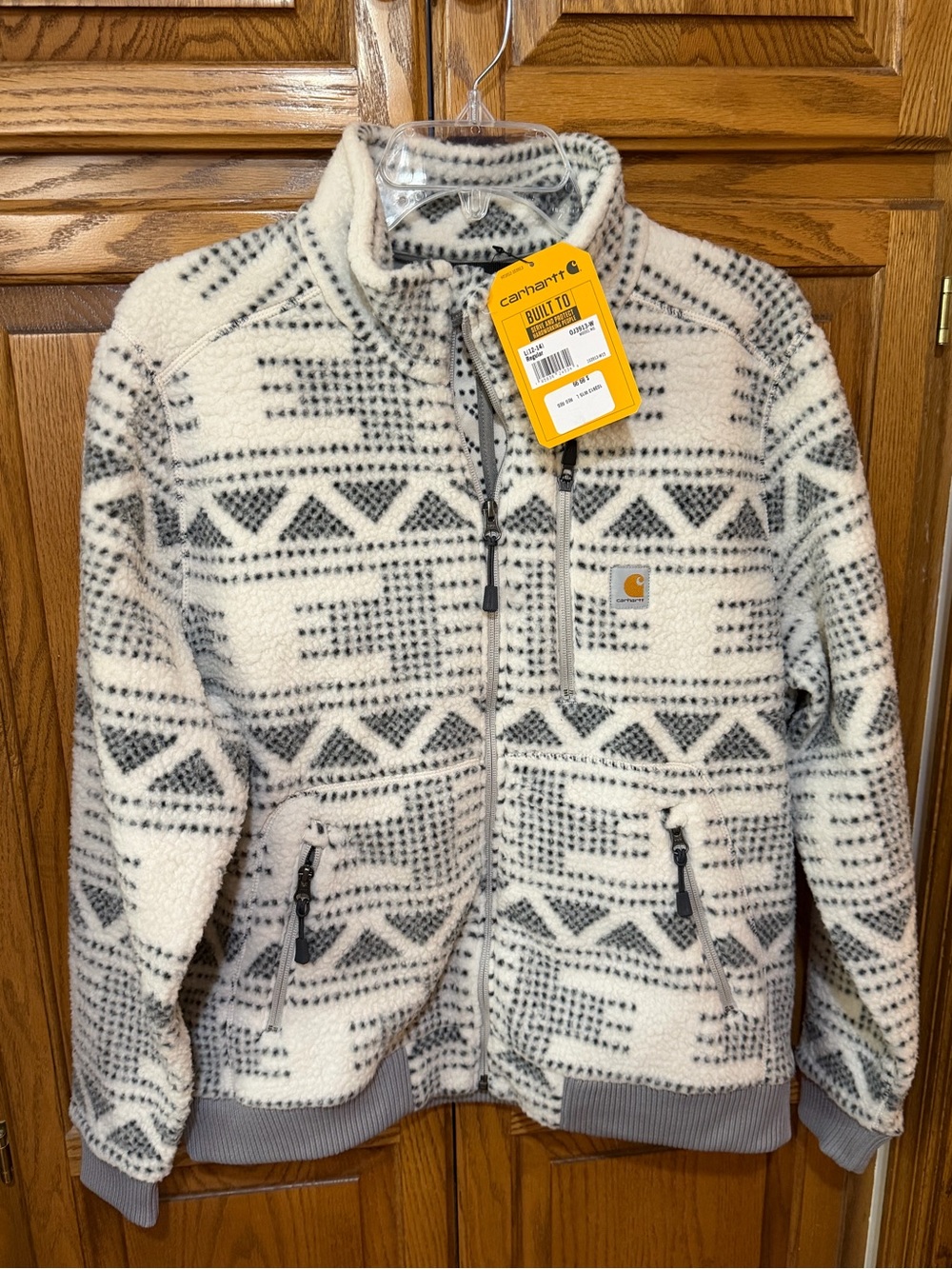Carhartt Cream & Gray Geometric Sherpa Utility Jacket